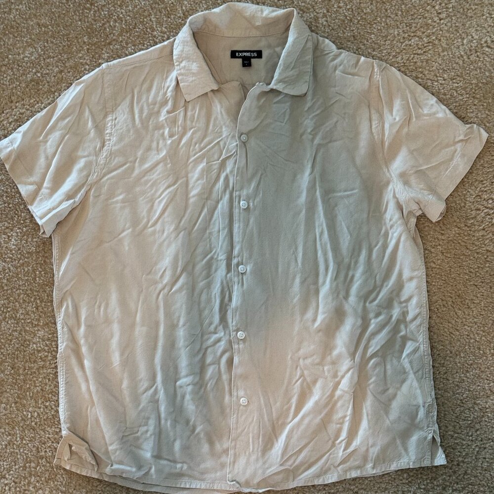 Express Tan Linen Button Down